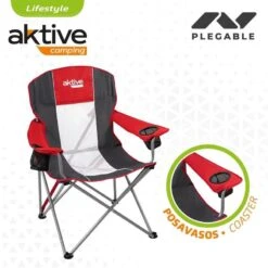 AKTIVE - Chaise De Camping XL Avec Porte-Gobelet -Camping Soldes Boutique aktive chaise de camping xl avec porte gobelet 2