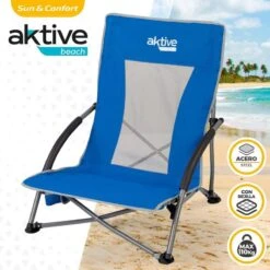 AKTIVE - Chaise Pliante Avec Poche Et Poignée De Transport -Camping Soldes Boutique aktive chaise pliante avec poche et poignee de transport 1