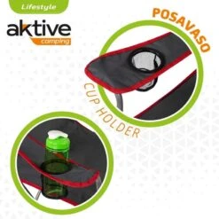 AKTIVE - Chaise Pliante Camping 64,50x49,50x82 Cm, Gris Foncé Et Rouge -Camping Soldes Boutique aktive chaise pliante camping 6450x4950x82 cm gris fonce et rouge 2