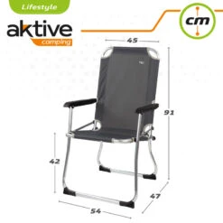 AKTIVE - Chaise Pliante Camping Fixe En Aluminium 54 X 57 X 91 Cm, Gris -Camping Soldes Boutique aktive chaise pliante camping fixe en aluminium 54 x 57 x 91 cm gris 5