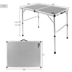 AKTIVE - Table De Camping Pliante, Réglable En 2 Hauteurs, 90x60x40/70 Cm, Gris 12 AKTIVE - Table De Camping Pliante, Réglable En 2 Hauteurs, 90x60x40/70 Cm, Gris -Camping Soldes Boutique aktive table de camping pliante reglable en 2 hauteurs 90x60x4070 cm gris 3