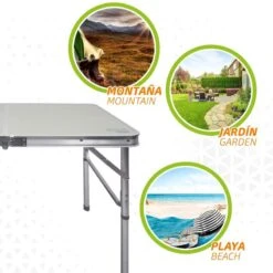AKTIVE - Table Pliante Avec 2 Tabourets Et Poignée De Transpor, Gris -Camping Soldes Boutique aktive table pliante avec 2 tabourets et poignee de transpor gris 3