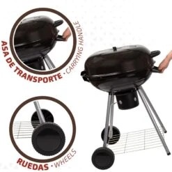 Barbecue Portable Rond Au Charbon De Bois Avec Couvercle Aktive -Camping Soldes Boutique barbecue portable rond au charbon de bois avec couvercle aktive 5
