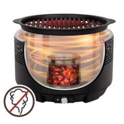 Barbecue Rond Noir Sans Fumée 2 En 1 Ø34 Cm Aktive -Camping Soldes Boutique barbecue rond noir sans fumee 2 en 1 o34 cm aktive 2