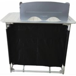 BAYASUN Meuble De Cuisine 4 Étagères Pieds Réglables Gris -Camping Soldes Boutique bayasun meuble de cuisine 4 etageres pieds reglables gris 4