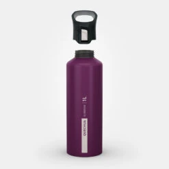 Quechua Gourde Alu 1L Avec Bouchon à Ouverture Rapide Pour La Randonnée - Violet -Camping Soldes Boutique gourde alu 1l avec bouchon a ouverture rapide pour la randonnee violet 1