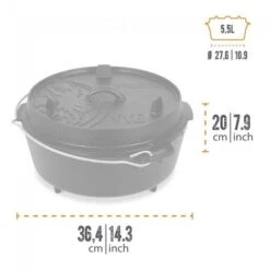 Petromax Dutch Oven FT6-6QT (avec Pieds) Et Levier De Couvercle -Camping Soldes Boutique petromax dutch oven ft6 6qt avec pieds et levier de couvercle 2