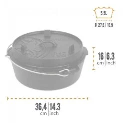 Petromax Dutch Oven FT6-6QT - Sans Pieds -Camping Soldes Boutique petromax dutch oven ft6 6qt sans pieds 2