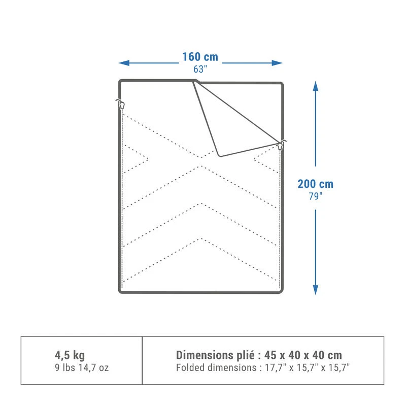 Quechua SAC DE COUCHAGE POUR LE CAMPING - ARPENAZ 10° COTON DOUBLE - 2 PERSONNES 4 Quechua SAC DE COUCHAGE POUR LE CAMPING - ARPENAZ 10° COTON DOUBLE - 2 PERSONNES – Image 2