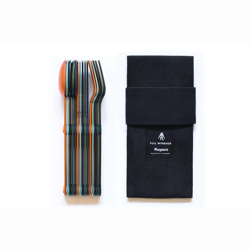 SET COMPLET DE 5 JEUX DE 3 COUVERTS MAGNÉTIQUES CAMPING EN ALUMINUM DUR - ÉTUI 3 SET COMPLET DE 5 JEUX DE 3 COUVERTS MAGNÉTIQUES CAMPING EN ALUMINUM DUR - ÉTUI