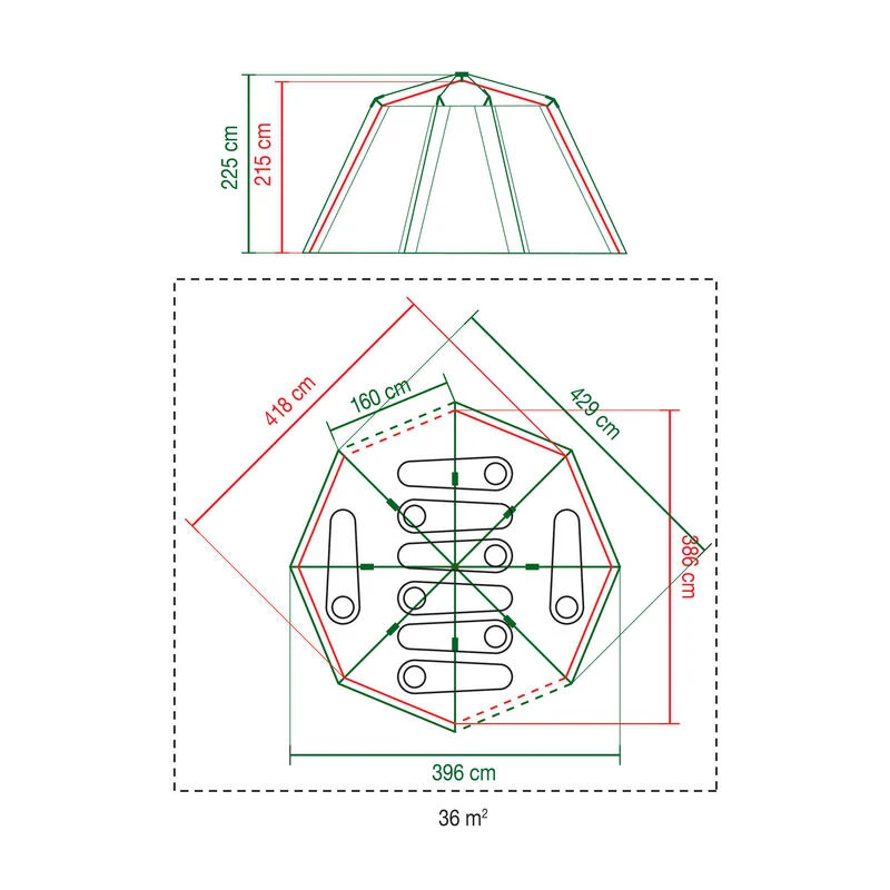 Tente Coleman Octagon 8 (Verte) 8 Tente Coleman Octagon 8 (Verte) – Image 6