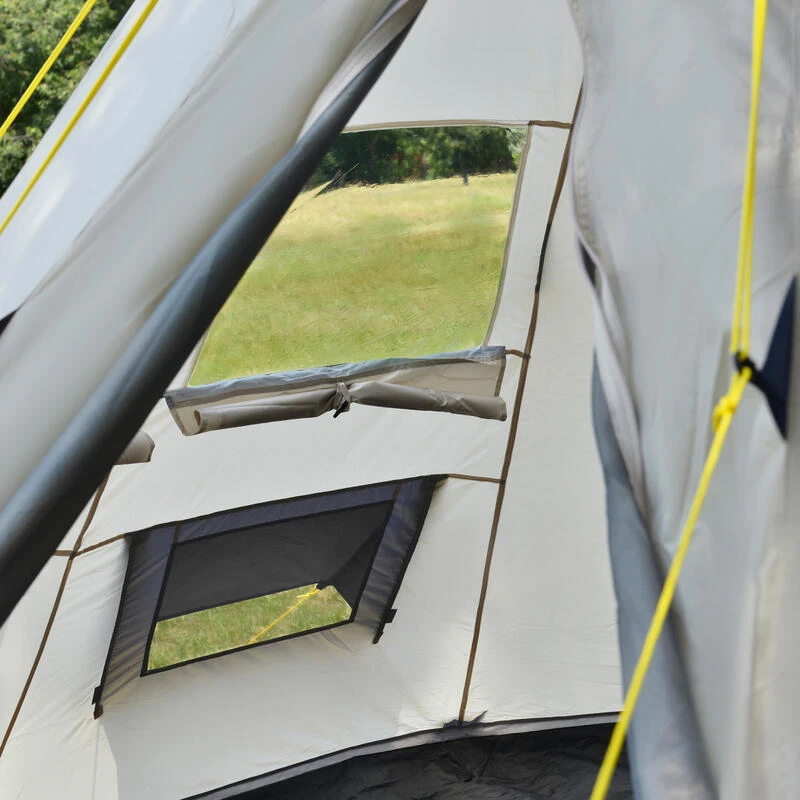 Tente De Camping Tipii - 6 Personnes - Hauteur 2,50m - Moustiquaire - Beige/Gris 4 Tente De Camping Tipii - 6 Personnes - Hauteur 2,50m - Moustiquaire - Beige/Gris – Image 2