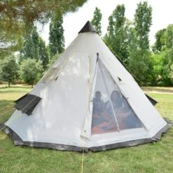 Tente De Camping Tipii - 6 Personnes - Hauteur 2,50m - Moustiquaire - Beige/Gris 15 Tente De Camping Tipii - 6 Personnes - Hauteur 2,50m - Moustiquaire - Beige/Gris -Camping Soldes Boutique tente de camping tipii 6 personnes hauteur 250m moustiquaire beigegris 6