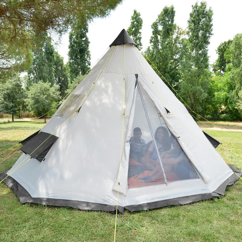 Tente De Camping Tipii - 6 Personnes - Hauteur 2,50m - Moustiquaire - Beige/Gris 9 Tente De Camping Tipii - 6 Personnes - Hauteur 2,50m - Moustiquaire - Beige/Gris – Image 7