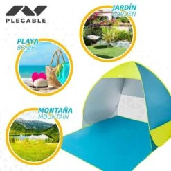 Tente De Plage Pop Up Bleue Et Verte Aktive Beach -Camping Soldes Boutique tente de plage pop up bleue et verte aktive beach 3