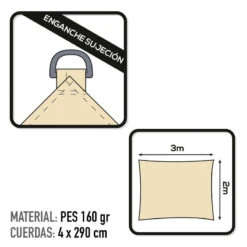 Voile D'ombrage Rectangulaire Aktive Garden Couleur Crème 8 Voile D'ombrage Rectangulaire Aktive Garden Couleur Crème -Camping Soldes Boutique voile dombrage rectangulaire aktive garden couleur creme 2